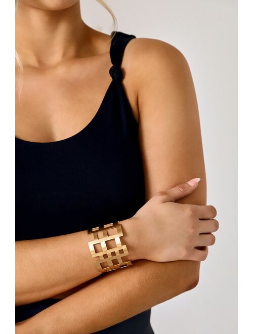 Lulus Make It Fierce Gold Cuff Bracelet