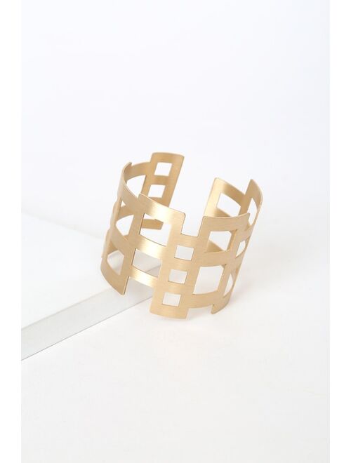 Lulus Make It Fierce Gold Cuff Bracelet