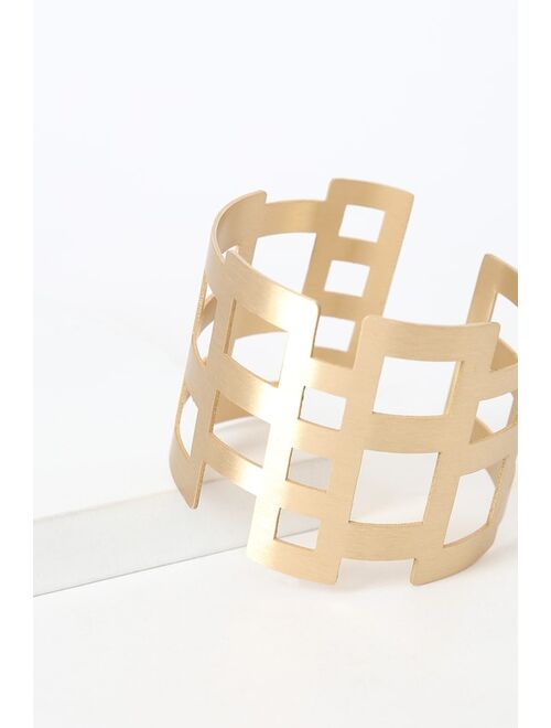 Lulus Make It Fierce Gold Cuff Bracelet