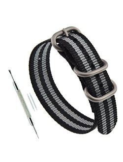 MZBUTIQ Men's Watch Band Strap Replacement 3 Rings (18mm 19mm 20mm 21mm 22mm 23mm 24mm)