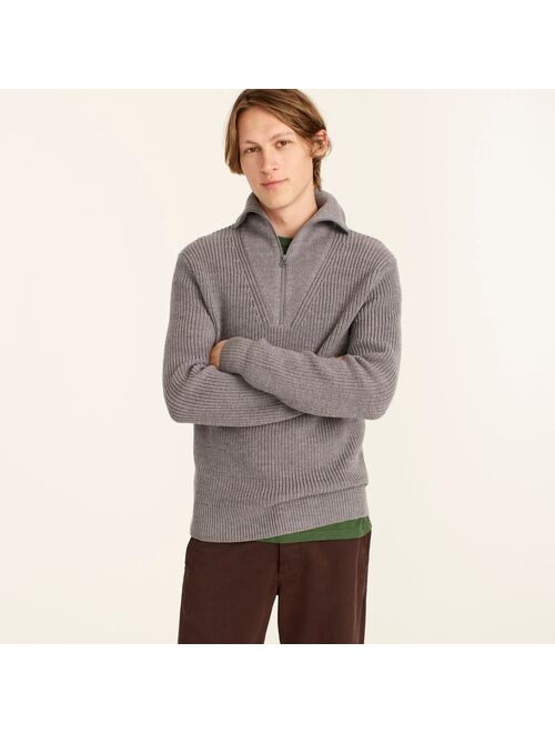 J.Crew Coated-merino wool half-zip sweater