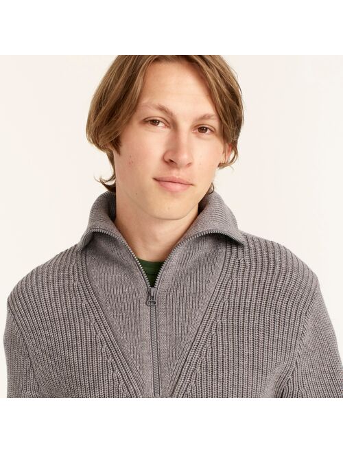 J.Crew Coated-merino wool half-zip sweater