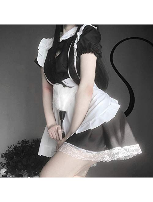 YOMORIO French Maid Uniform Sexy Cat Cosplay Lingerie Costume Cute Keyhole Nightwear Babydoll