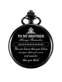 Pocket Watch for Brother Gifts Personalised Engraved to My Brother Birthday Anniversary Meaningful Year Gifts for Men