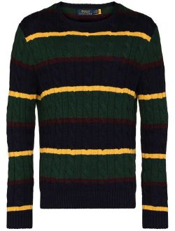 cable-knit stripe-pattern jumper
