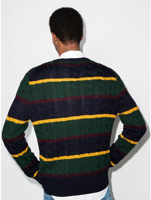 Polo Ralph Lauren cable-knit stripe-pattern jumper