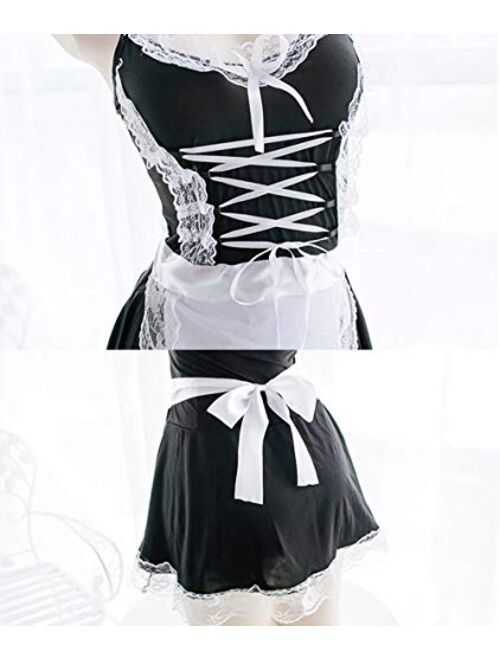 Women's Sexy French Maid Costume Anime Cosplay Lingerie Outfits Roleplay Dress Naughty Lace Apron