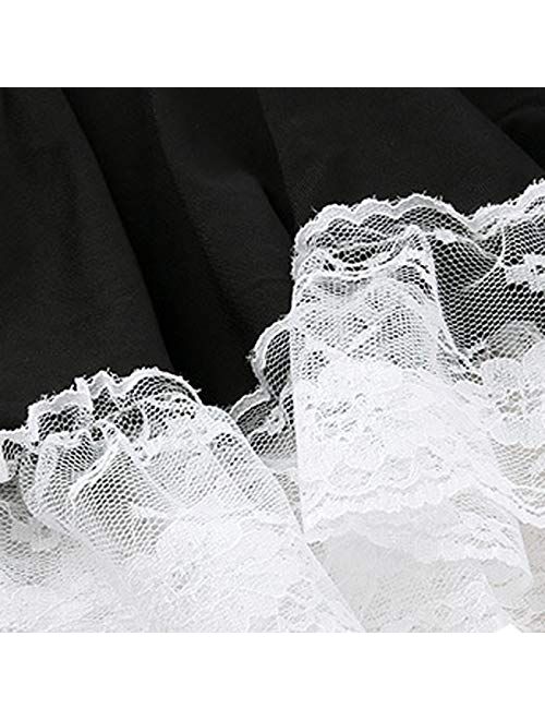 Womens Sexy Fantasy Roleplay Cosplay Lingerie Lace French Maid Lingerie Maid Cosplay Costume Uniform Apron Fancy Dress Black