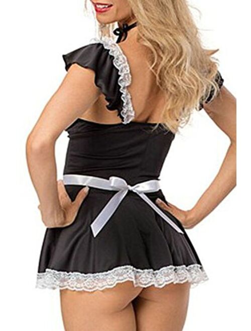 Dear-Lover Womens French Maid Cosplay Costume Lace Clubwear