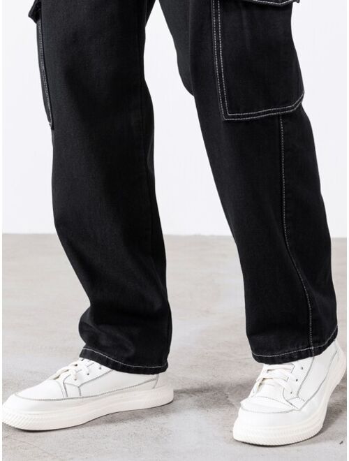 Shein Men Contrast Stitching Cargo Jeans