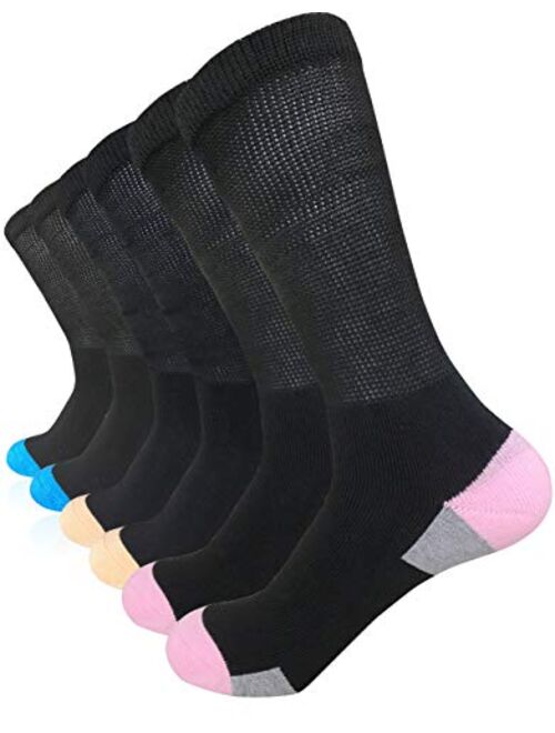 Womens Diabetic Athletic Crew Socks Non Binding Moisture Cushioned Running Workout Socks for Sports and Daily Casual Wear Size 9-11