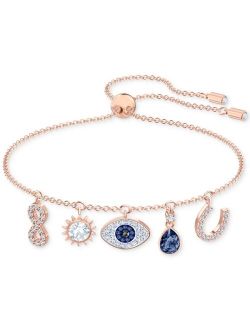 Rose Gold-Tone Crystal Protective Charm Bolo Bracelet
