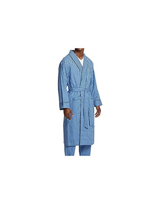 Nautica Mens Long Sleeve Lightweight Cotton Woven Robe Nautica Men's Sleepwear 