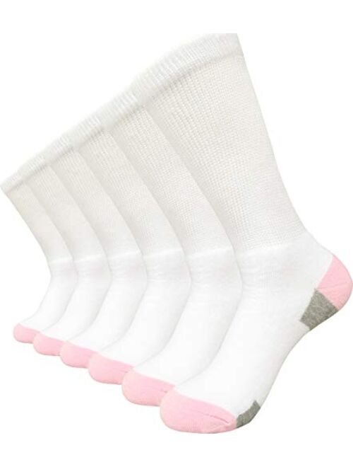 Women's Diabetic Athletic Crew Socks Non-Binding Moisture Wicking Cushion Dress Sox |Traveling Edema Casual Socks 3 Pairs