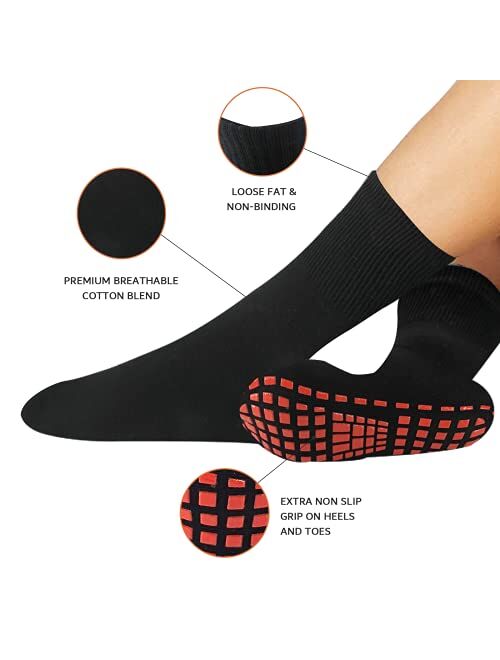 NOVAYARD 5 Pairs Non Slip Grips Socks-Non Skid Crew Socks for Hospital Diabetic Yoga Pilates Barre Men Women