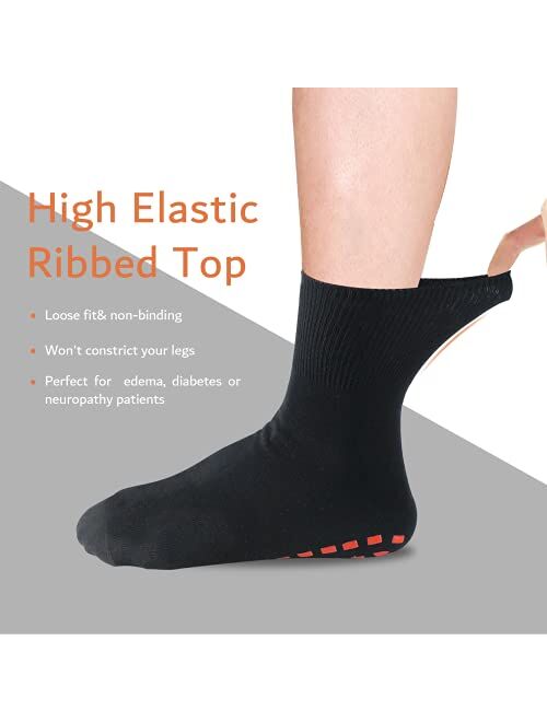 NOVAYARD 5 Pairs Non Slip Grips Socks-Non Skid Crew Socks for Hospital Diabetic Yoga Pilates Barre Men Women
