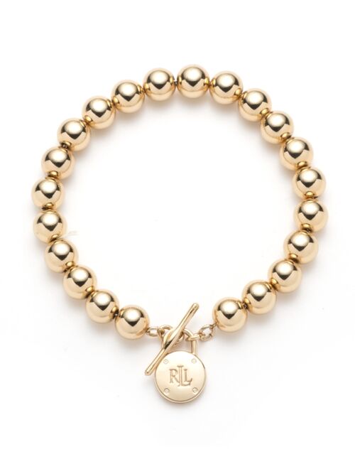 Polo Ralph Lauren Gold-Tone Logo Beaded Bracelet