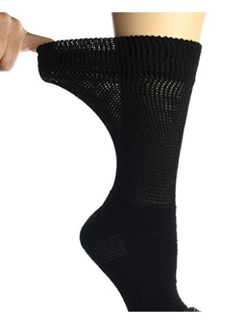 Doctor's Choice Men's Diabetic & Neuropathy Crew Socks, 2-Pairs, Black, Large