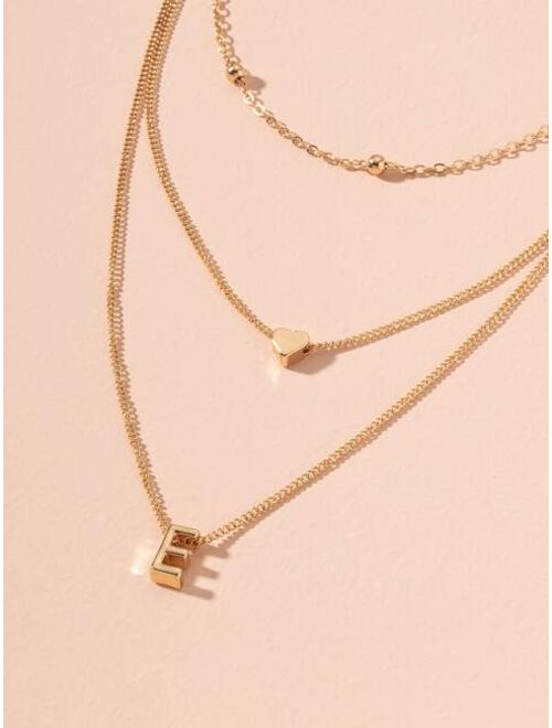 Shein Letter E Charm Layered Necklace