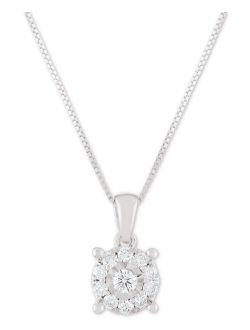 Macy's Diamond Halo 18" Pendant Necklace (1/3 ct. t.w.) in 14k White, Yellow or Rose Gold