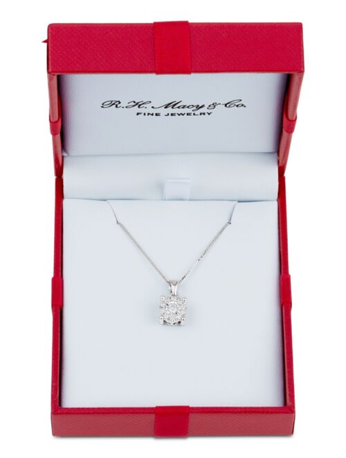 Macy's Diamond Halo 18" Pendant Necklace (1/3 ct. t.w.) in 14k White, Yellow or Rose Gold