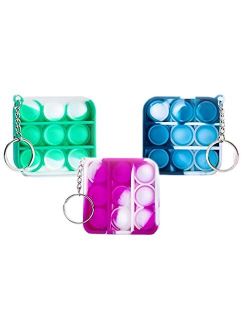 Pack of 3 Mini Pop it Keychain Fidget Toy, Stress Relief , Square Keychain Pop it, Mini pop Keychain, Anti Anxiety Toys for Kids and Adults Autism