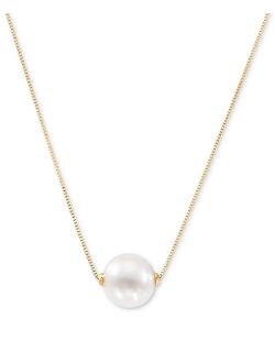 Honora Cultured Freshwater Pearl (8-1/2mm) 18" Pendant Necklace in 14k Gold (Also in Pink Cultured Freshwater Pearl)