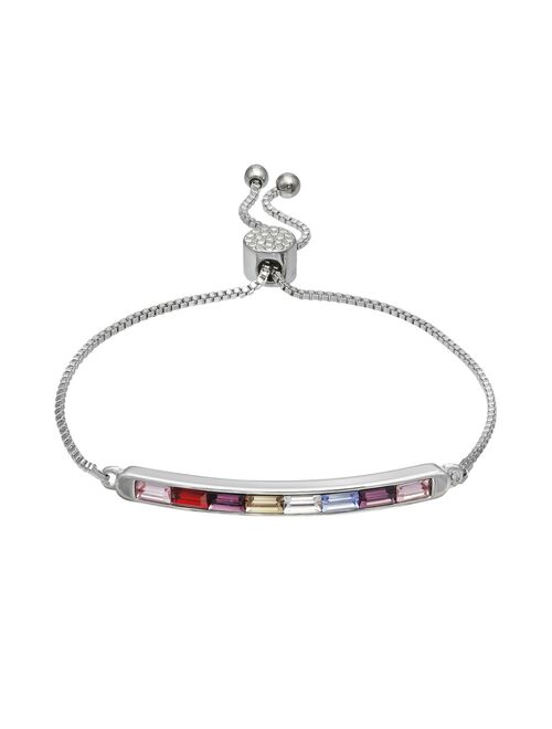 Rainbow Bar Bracelet with Swarovski Crystals