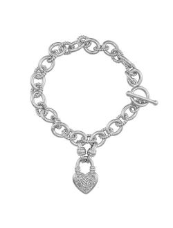 Sterling Silver 1/4 Carat T.W. Diamond Heart Toggle Bracelet