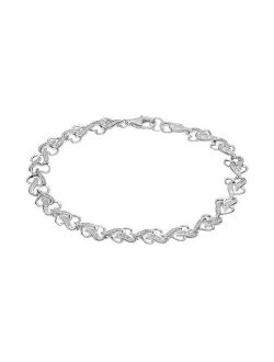 1/4 Carat T.W. Diamond Sterling Silver Heart Bracelet