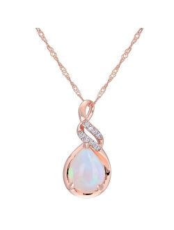 Stella Grace 10k Rose Gold Ethiopian Opal & Diamond Accent Twist Pendant Necklace