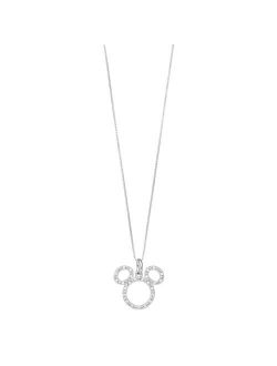 Disney's Mickey Mouse Cubic Zirconia Silhouette Necklace by Timeless Sterling Silver