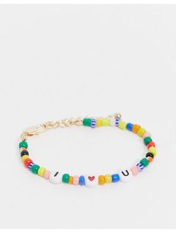 Pieces Valentine 'I Love U' beaded bracelet