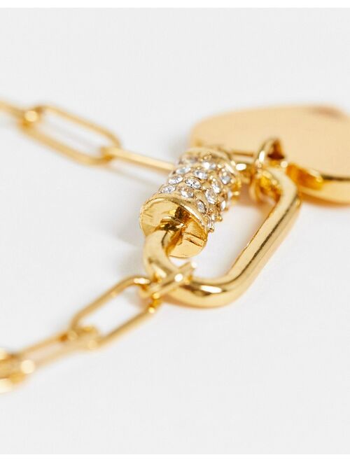 Asos Design 14k gold plated bracelet with carabiner clasp