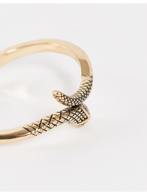 Asos Design bangle bracelet with snake design in gold tone