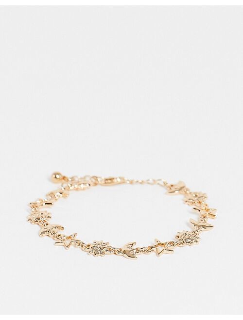 Asos Design bracelet with celestial design in gold tone