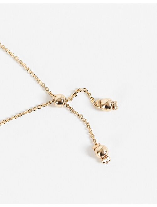 Asos Design bracelet with cherry charm in gold tone