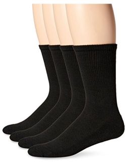 Men's 4 Pack Diabetic and Circulatory Non-binding Crew Casual Sock, Black, Shoe Size 7-12 US