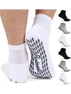 Diabetic Ankle Socks for Men & Women with Grips | 6 Pairs 1/4 Length Wide Non Binding Non Slip Diabetic Socks for Men & Women