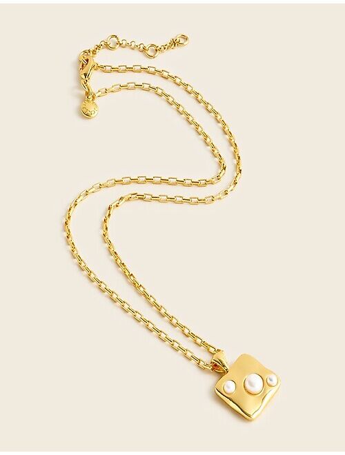 J.Crew Freshwater pearl inlay pendant necklace