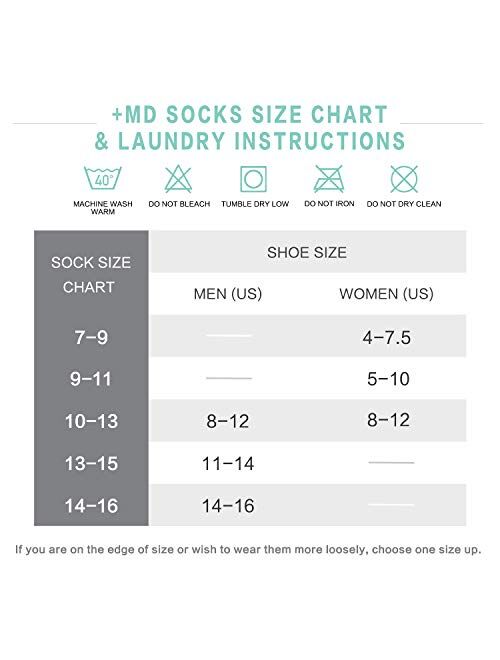 +MD Non-Binding Diabetic Socks for Men Women-6 Pairs Medical Circulatory Crew Socks with Cushion Sole Black 10-13