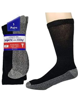 3 Pairs Diabetic Crew Socks Reinforced Heel and Toe Non-Binding Cushion Socks for Men and Women Black/Black Sole 10-13 Debra Weitzner