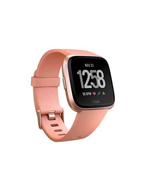 Fitbit Versa Smart Watch, Peach/Rose Gold Aluminium, One Size (S & L Bands Included) (Renewed)