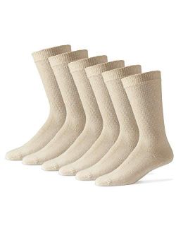 Diabetic Crew Socks for Men - 12 Pack - Tan - Size 10-13