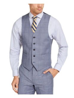 Men's Classic-Fit UltraFlex Stretch Light Blue Plaid Suit Vest
