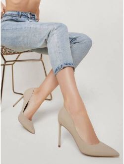 Faux Leather Pointed Toe Stiletto Heels
