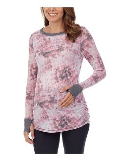Pink & Gray Tie-Dye Long-Sleeve Maternity Stretch Thermal