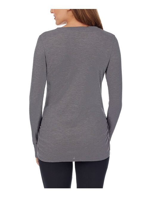 Cuddl Duds Stone Gray Heather Maternity Stretch Thermal Henley