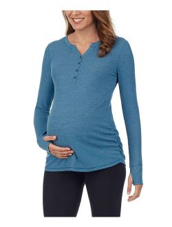 Vintage Blue Heather Maternity Stretch Thermal Henley