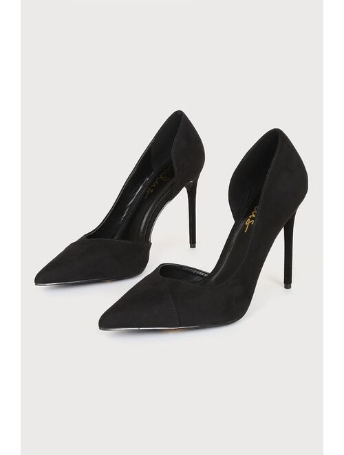 Lulus Satsuki Black Suede Pointed-Toe D'Orsay Pumps